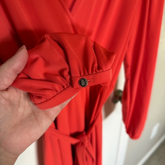 Lauren Ralph Lauren Orange Long-Sleeve Shavilya Jersey Dress 14P Career Cocktail - Picture 6 of 11